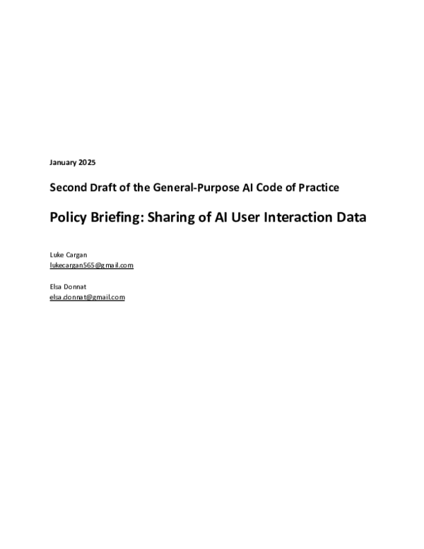 (PDF) Sharing of AI User Interaction Data - Feedback on the second ...