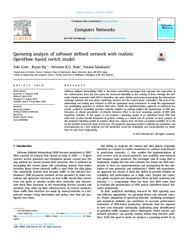(PDF) Queueing analysis of software defined network with realistic ...