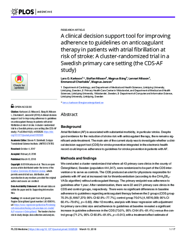 (PDF) A clinical decision support tool for improving adherence to ...