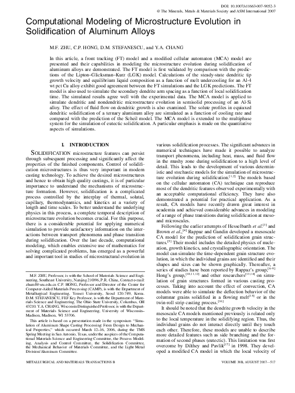 (PDF) Computational Modeling of Microstructure Evolution in ...