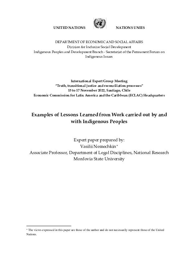 (PDF) Examples of Lessons Learned from Work carried out by and with ...
