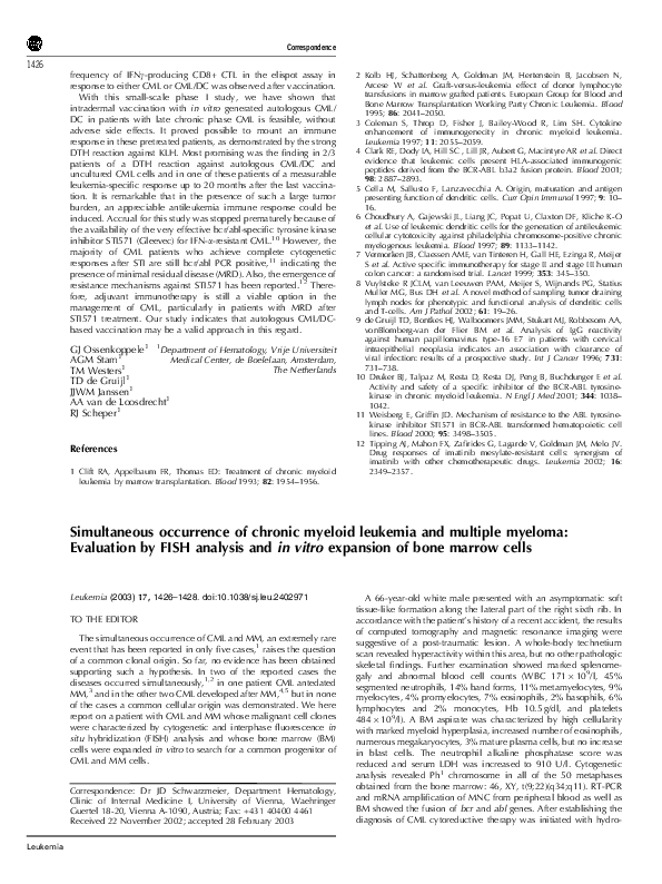 (PDF) Simultaneous occurrence of chronic myeloid leukemia and multiple ...