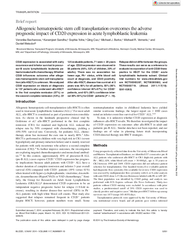 (PDF) Allogeneic hematopoietic stem cell transplantation overcomes the ...