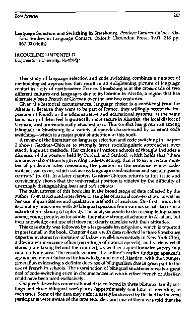 (PDF) Language Selection and Switching in Strasbourg