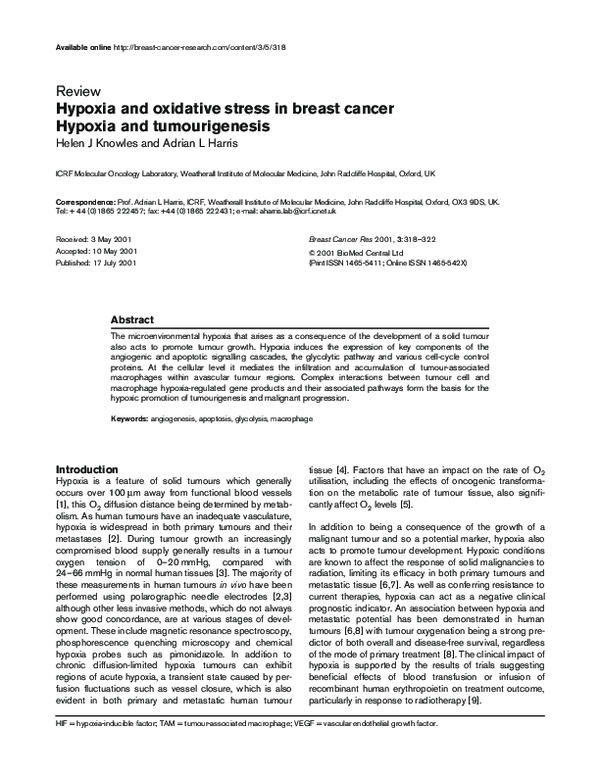 (PDF) Hypoxia and oxidative stress in breast cancer Hypoxia and ...