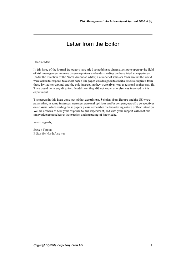 (PDF) A Letter from the Editor