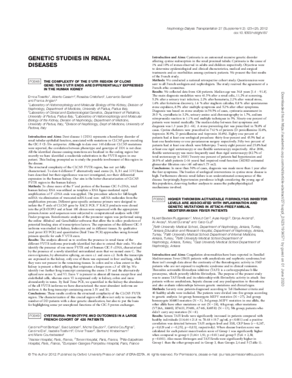 (PDF) Genetic studies in renal diseases