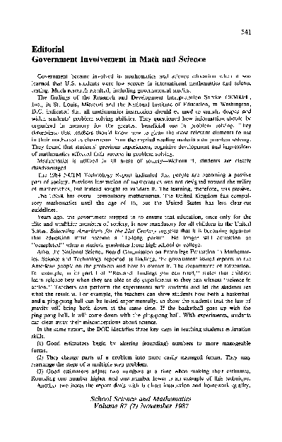 (PDF) Government Involvement in Math and Science