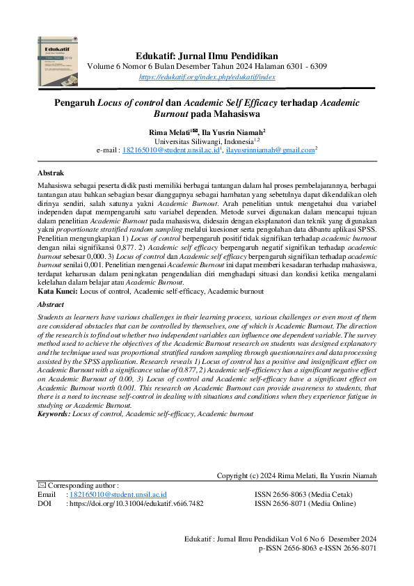 (PDF) Pengaruh Locus of control dan Academic Self Efficacy terhadap ...