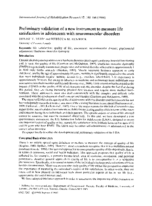(PDF) Preliminary validation of a new instrument to measure life ...