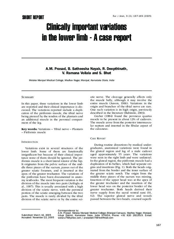 (PDF) Clinically important variations in the lower limb - A case repot