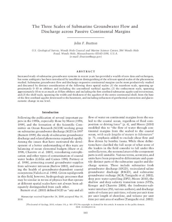 (PDF) The Three Scales of Submarine Groundwater Flow and Discharge ...