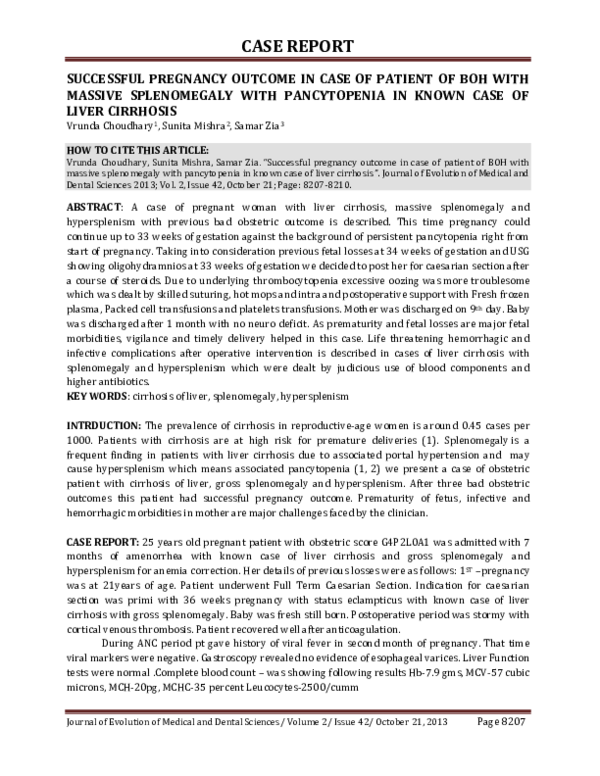(PDF) Successful Pregnancy Outcome in Case of Patient of Boh with ...