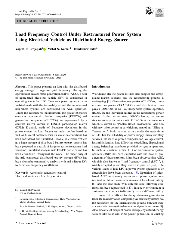 (PDF) Load Frequency Control Under Restructured Power System Using ...