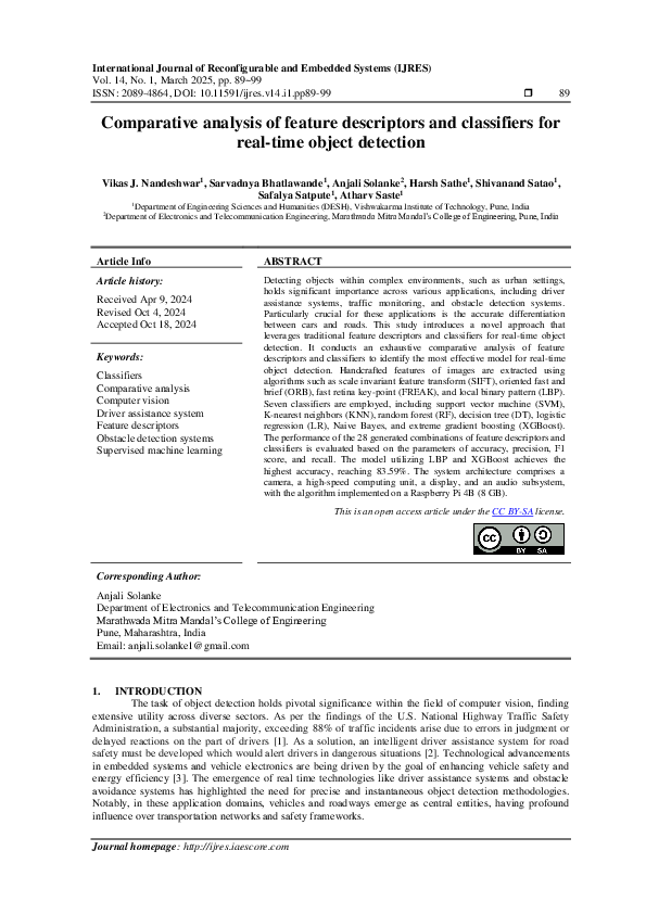 (PDF) Comparative analysis of feature descriptors and classifiers for ...