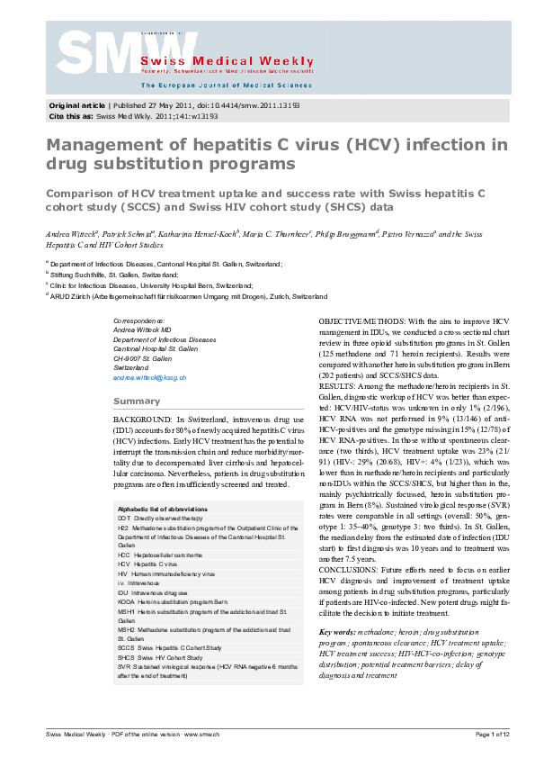 (PDF) Management of hepatitis C virus (HCV) infection in drug ...