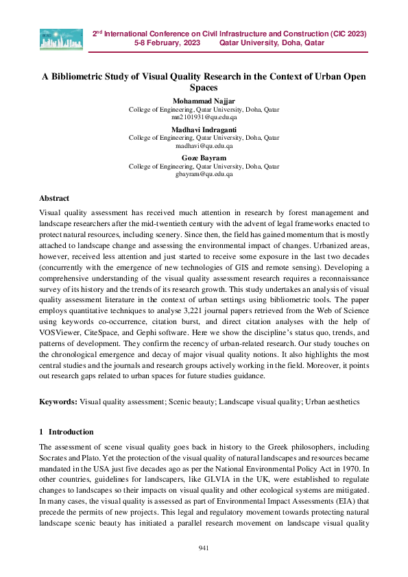 (PDF) A Bibliometric Study of Visual Quality Research in the Context of ...