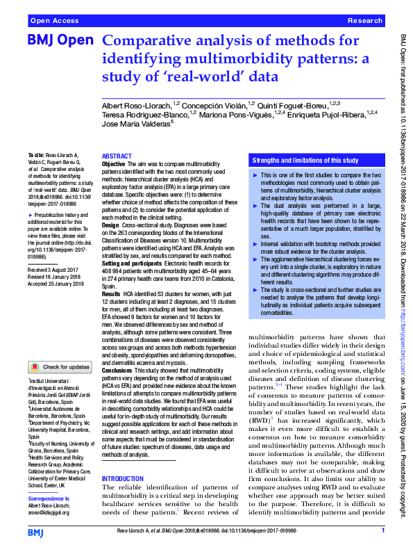 (PDF) Comparative analysis of methods for identifying multimorbidity ...