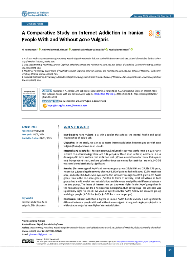 (PDF) A Comparative Study on Internet Addiction in Iranian People With ...