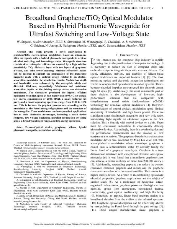 (PDF) Broadband Graphene/TiO 2 Optical Modulator Based on Hybrid ...