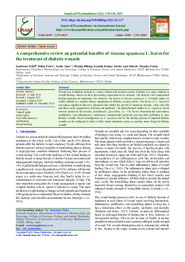 (PDF) A comprehensive review on potential benefits of Annona squamosa L ...
