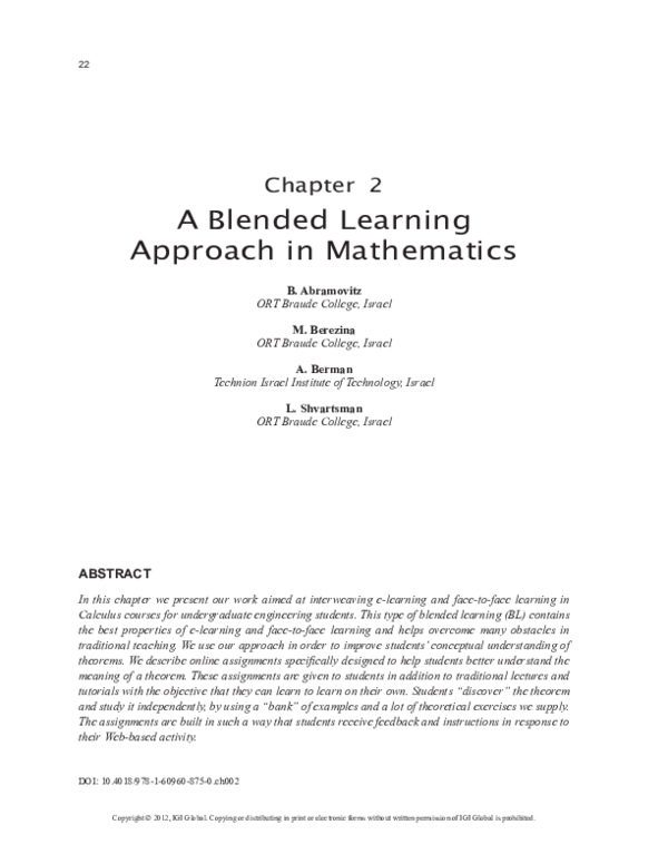 (PDF) A Blended Learning Approach in Mathematics