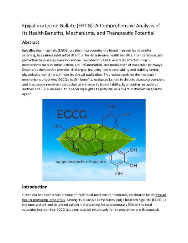 (PDF) Epigallocatechin Gallate (EGCG): A Comprehensive Analysis of Its ...