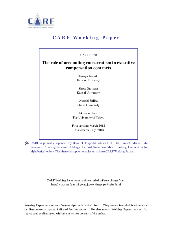 (PDF) The role of accounting conservatism in executive compensation ...