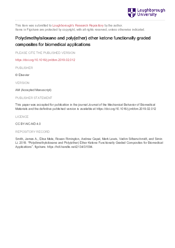 (PDF) Polydimethylsiloxane and poly(ether) ether ketone functionally ...