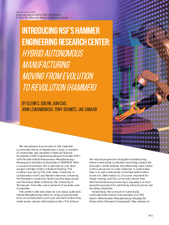 (PDF) Introducing NSF’s Hammer Engineering Research Center: Hybrid ...