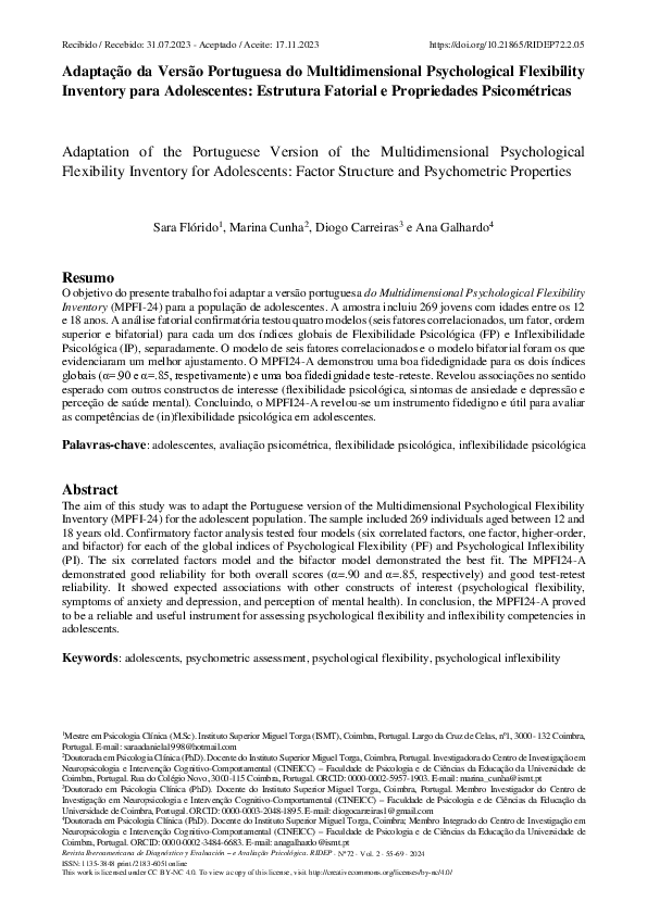 (PDF) Adaptação da Versão Portuguesa do Multidimensional Psychological ...
