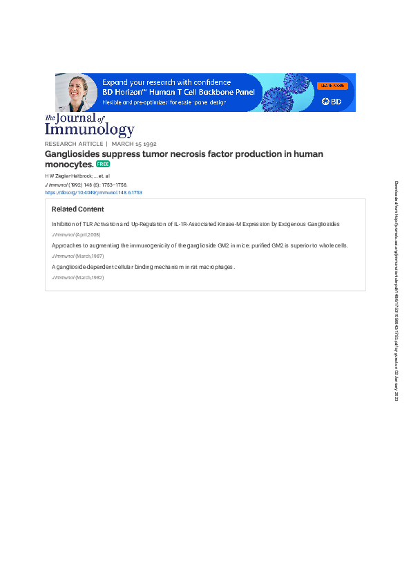 (PDF) Gangliosides suppress tumor necrosis factor production in human ...
