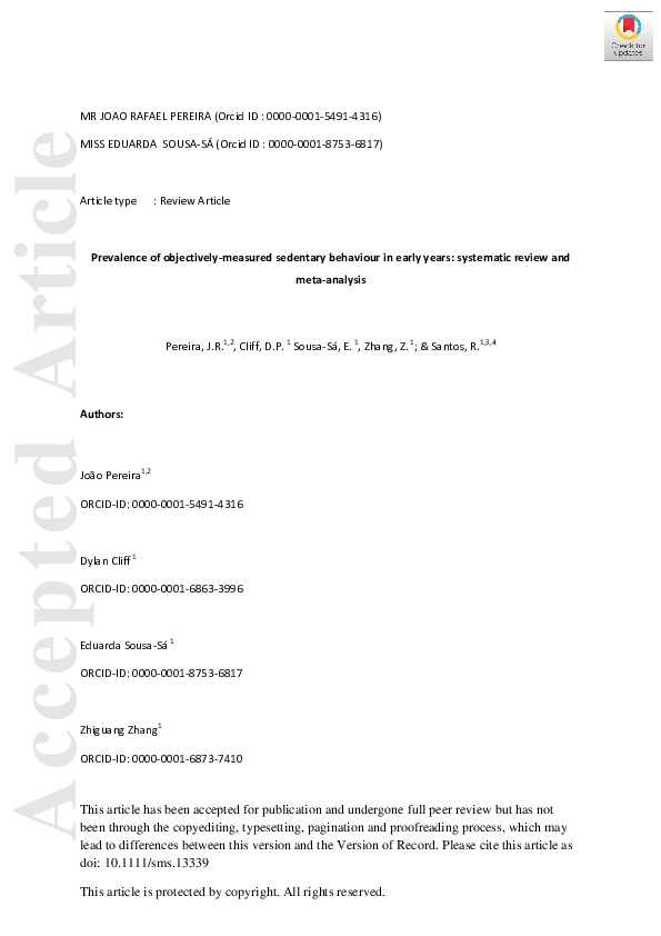 (PDF) Prevalence of objectively measured sedentary behavior in early ...