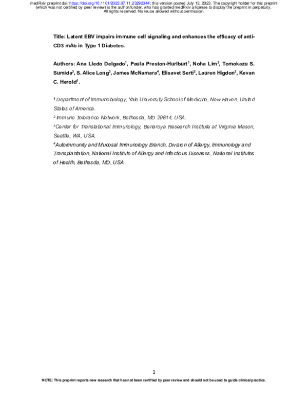 (PDF) Latent EBV impairs immune cell signaling and enhances the ...