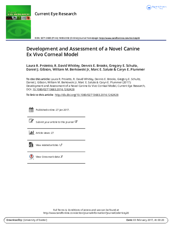 (PDF) Development and Assessment of a Novel Canine Ex Vivo Corneal Model