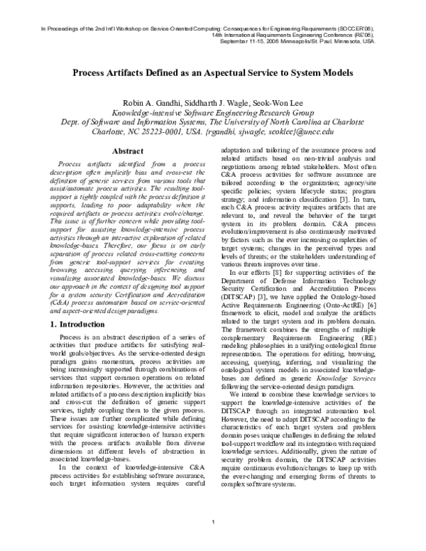 (PDF) Process Artifacts Defined as an Aspectual Service to System Models