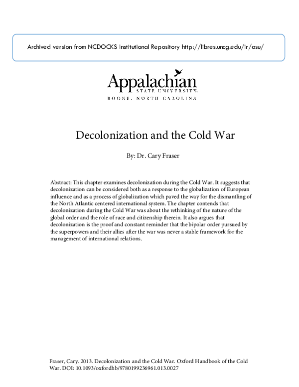 (PDF) Decolonization and the Cold War