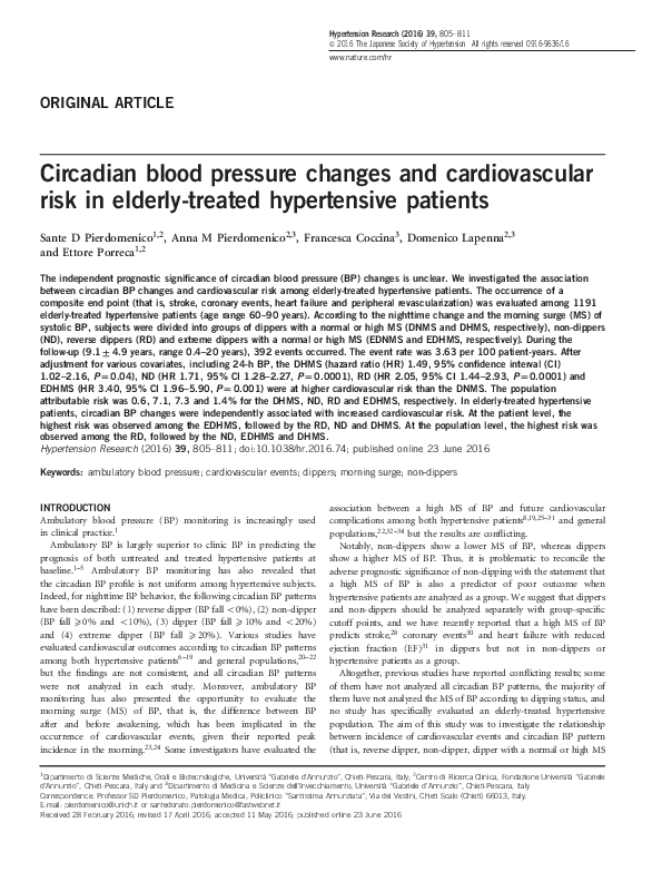 (PDF) Circadian blood pressure changes and cardiovascular risk in ...