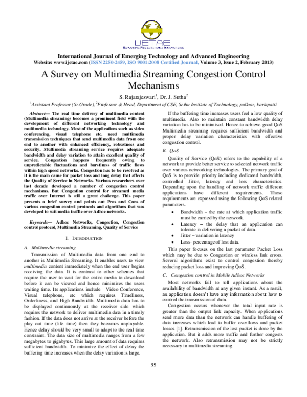 (PDF) A Survey on Multimedia Streaming Congestion Control Mechanisms