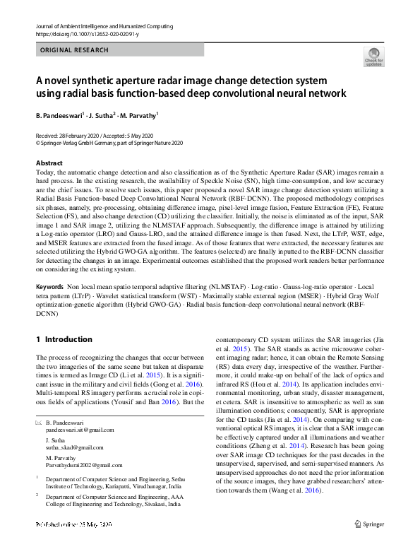 (PDF) A novel synthetic aperture radar image change detection system ...