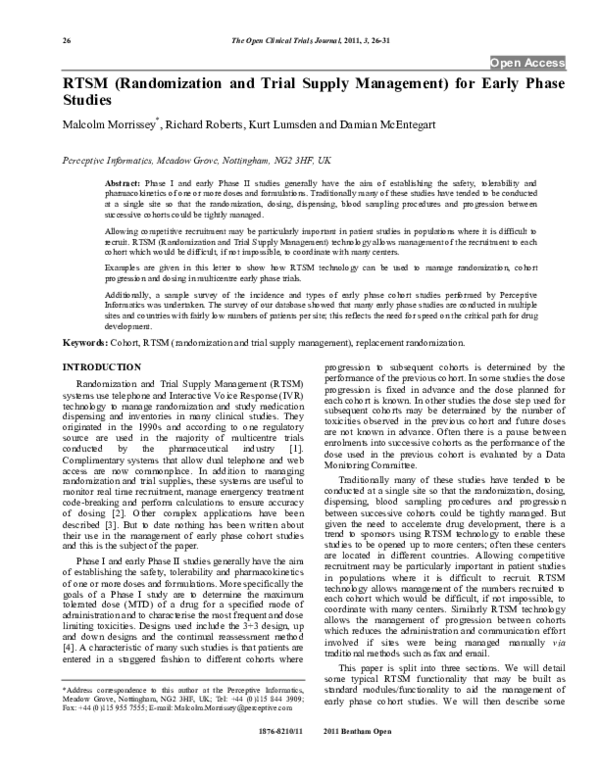 (PDF) RTSM (Randomization and Trial Supply Management) for Early Phase ...