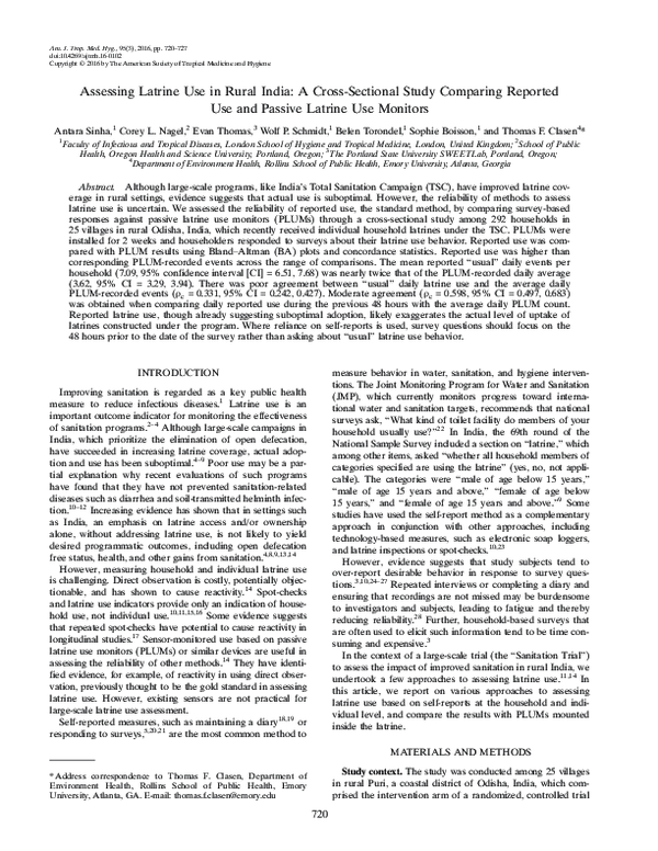 (PDF) Assessing Latrine Use in Rural India: A Cross-Sectional Study ...