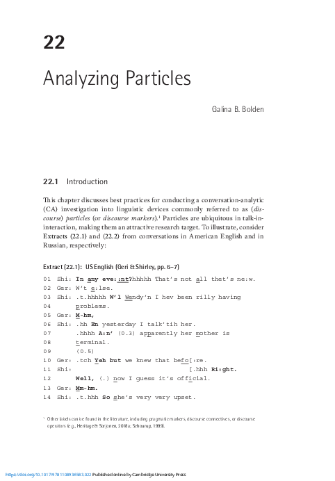 Pdf Analyzing Particles