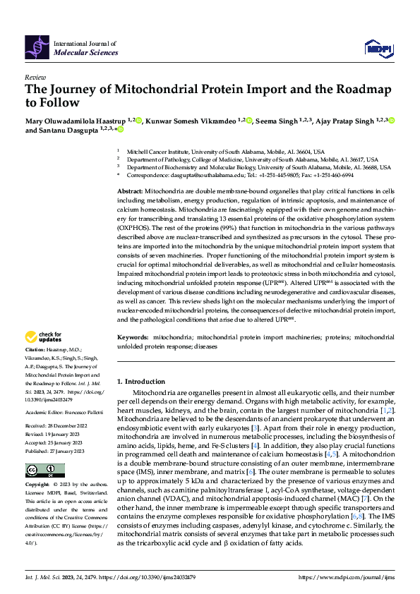 (PDF) The Journey of Mitochondrial Protein Import and the Roadmap to Follow