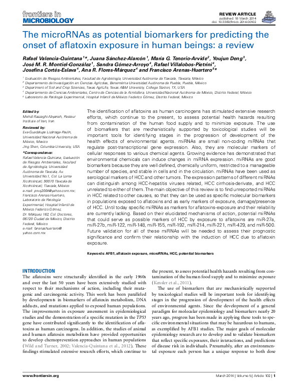 (PDF) The microRNAs as potential biomarkers for predicting the onset of ...