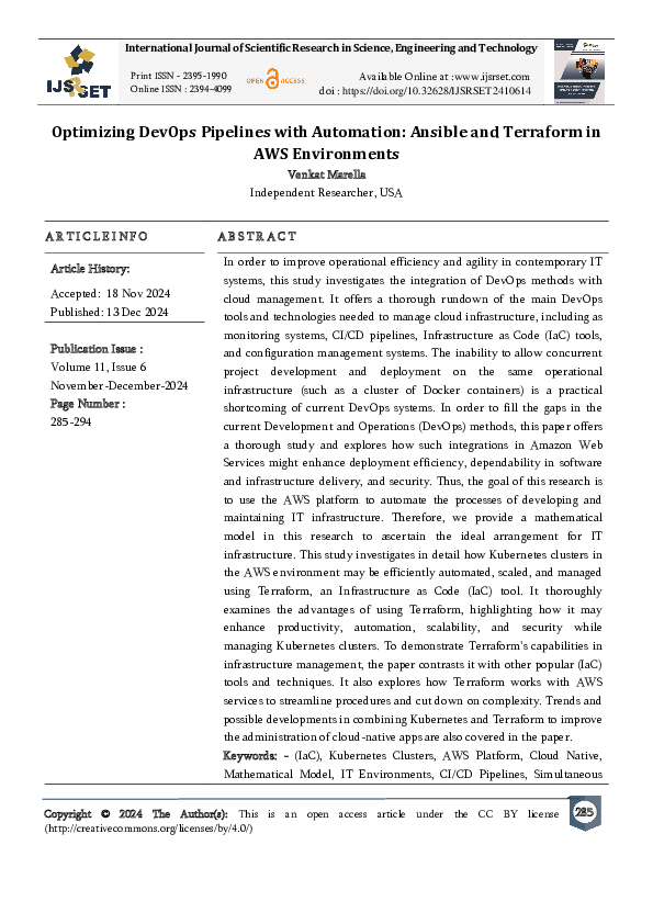 (PDF) Optimizing DevOps Pipelines with Automation Ansible and Terraform ...