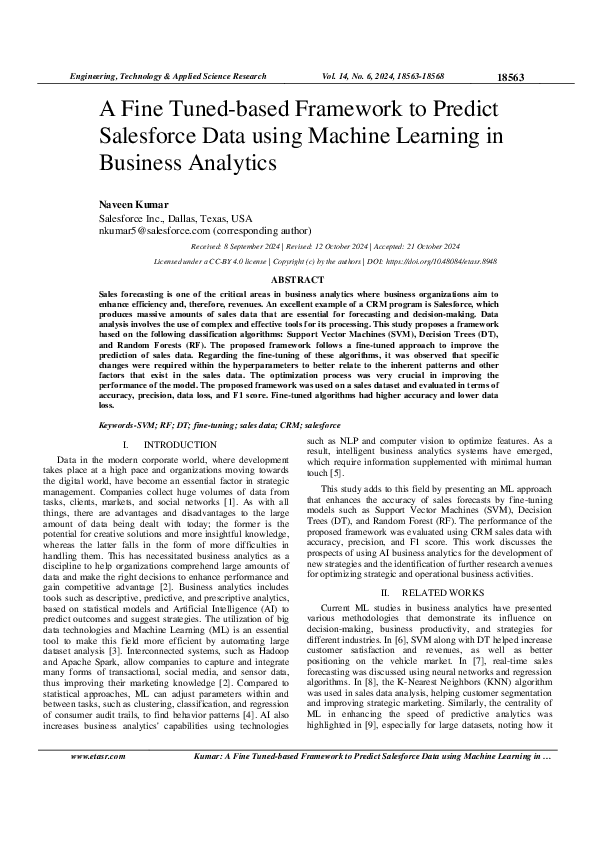 (PDF) A Fine Tuned-based Framework to Predict Salesforce Data using ...