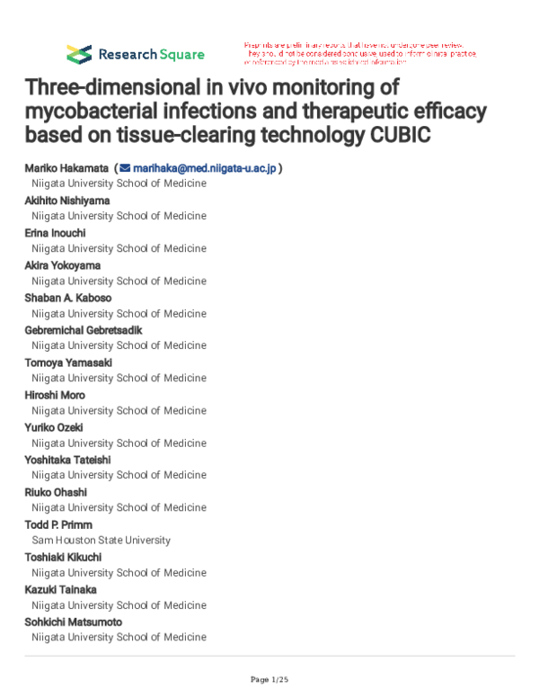 (PDF) Three-dimensional in vivo monitoring of mycobacterial infections ...