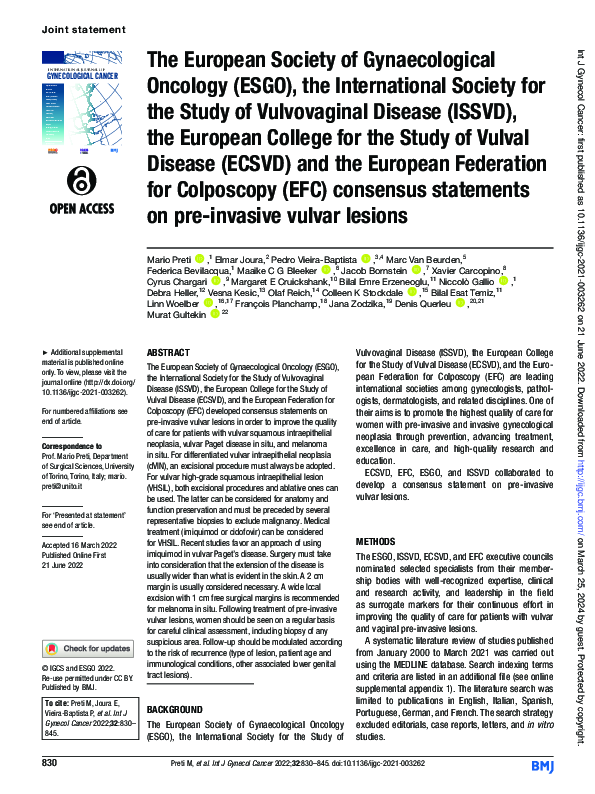(PDF) The European Society of Gynaecological Oncology (ESGO), the ...