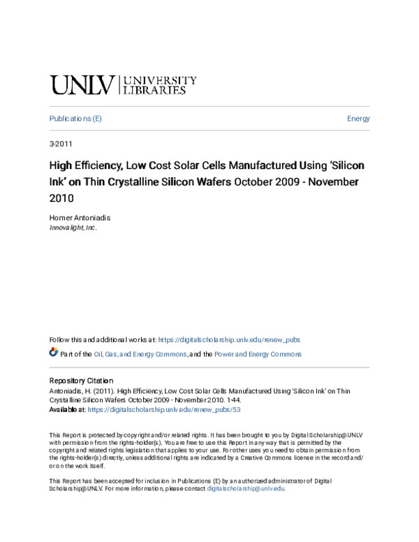 (PDF) High Efficiency, Low Cost Solar Cells Manufactured Using ‘Silicon ...